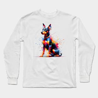 Energetic Manchester Terrier in Vivid Splash Art Long Sleeve T-Shirt